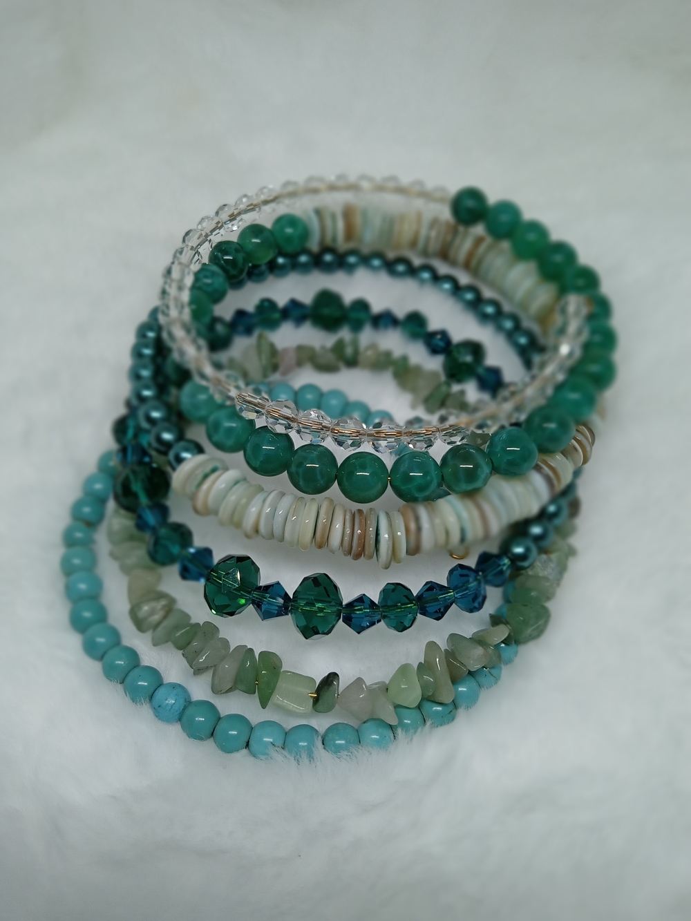 Green Multi-Strand Beaded Bracelet Designer Quality!